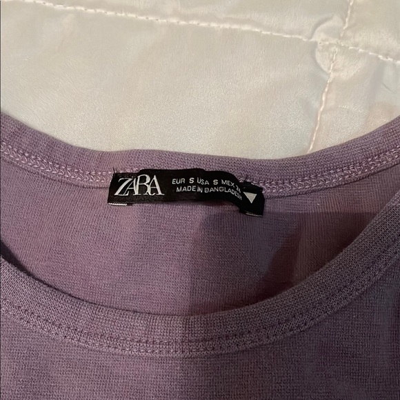 Zara Purple Fitted Crop T-Shirt Short Sleeve - Picture 2 of 4
